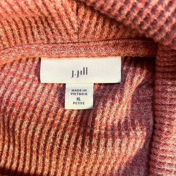 J. Jill Dark Pink Waffle Knit Cowl Neck Ruched Athleisure Loungewear Top Size XL - Picture 2 of 12